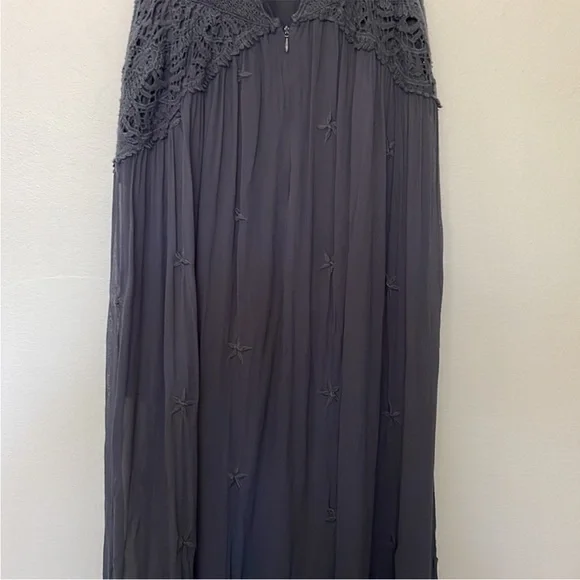 Free People | Monarch Sheer Lace Embroidered Crocheted Open Back Strapless Dress - Picture 3 of 8